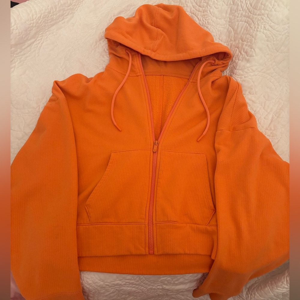 orange zip up jacket size small